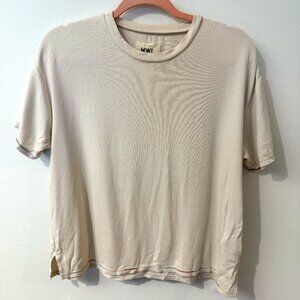 Madewell MWL Rainbow Stitched Crewneck Tshirt S in Beige